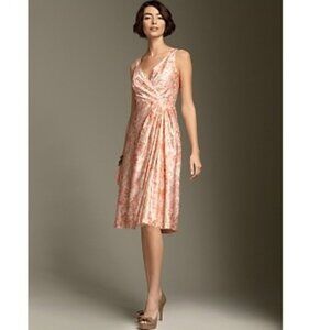 Talbots Silk Cotton Blend Dress Career Double V Neck Sleeveless Size 14